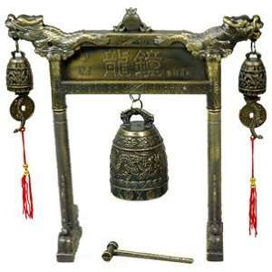   Oriental Feng Shui Zen ~ Dragon Desktop Brass Windbell ~ Gong Kitchen