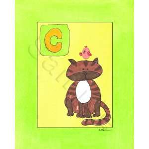  C Is For Cat Ready to Hang 11 X 14 Canvas Giclee By 