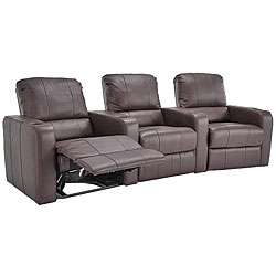 Sinatra Three seat Motorized Leather Home Theater Recliner  Overstock 