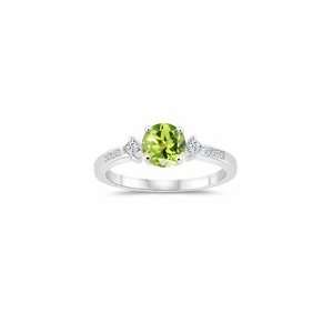  0.20 Cts Diamond & 1.22 Cts Peridot Engagement Ring in 14K 