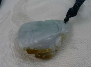 Large 3 D Jade Stone Carved Squirrel Pendant on Silk Cord Necklace 