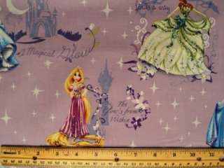 New Disney Princess Fabric BTY Rapunzel Cinderella Tiana Cartoon 