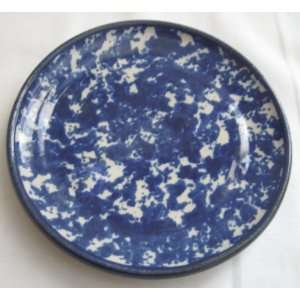 Blue Spongeware Pottery Dish   Signed