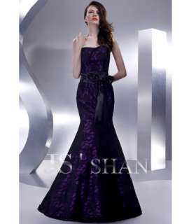 JSSHAN Purple Lace Long Formal Gown Prom Evening Dress  