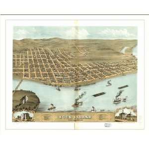  Historic Rock Island, Illinois, c. 1869 (M) Panoramic Map 