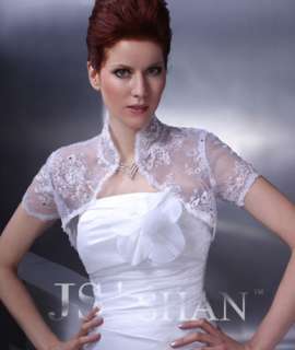 White/Ivory Wedding Short Sleeve Lace Wrap Jacket,MJ06  