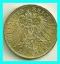 GERMANY   1896   A   GOLD 20 MARK   PREUSSEN UNC. PROOF LIKE  ,