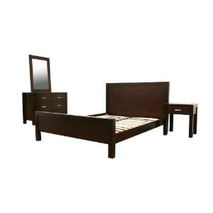 Modern Furniture  Charlie Dark Brown Wood Queen 4 Piece Modern Bedroom 