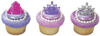 PRINCESS Tiara CROWNS 12 Cupcake Cake PARTY Favor RINGS  