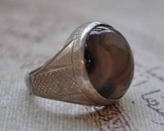 Vintage Middle Eastern Agate sterling Silver Ring Yemen  