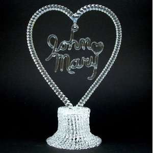  Personalized Hand Blown Glass Wedding Cake Topper 