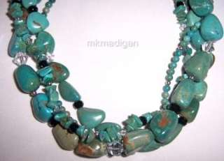 Silpada Sterling Silver Turquoise Obsidian Bracelet & Necklace Set 