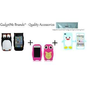  Bundle of 3 Iphone 4 cases  Owl Designs Cute Cartoon Silicone Case 