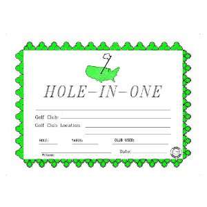  Hole in one Award Certificate