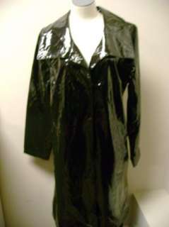 Dennis Basso Water Resistant Faux Patent Snap Front Coat Black S NWOT 