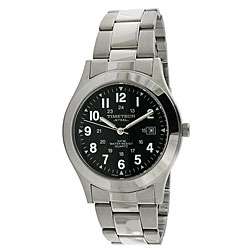 Timetech Mens Black Dial Round Stainless Steel Watch  Overstock