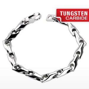    Tungsten Carbide Cross Link Chain Bracelet   9.06 x .31 Jewelry