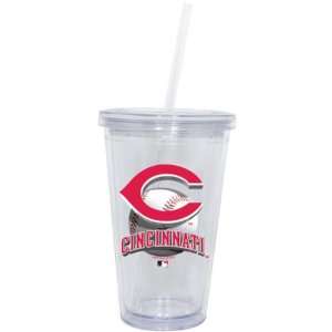   Reds Double Wall Tumbler with Straw:  Sports & Outdoors
