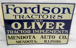   Ford Fordson Oliver Tractor & Implements Metal Advertising Sign  