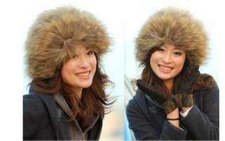 new womens genuine real racoon fur double side warm stretch hat cap 