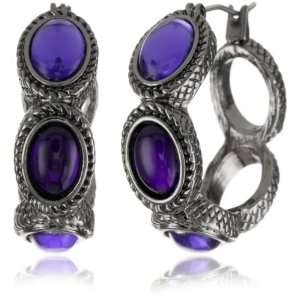  Napier Multi Amethyst Colored Stone Hoop Earrings: Jewelry