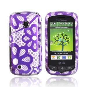  PURPLE FLOWER GRAY For LG Cosmos Touch Hard Case Cover 