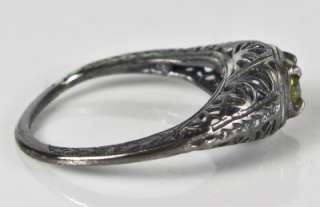   925 Sterling Silver Filigree .25ct Vivid Canary Genuine Diamond Ring