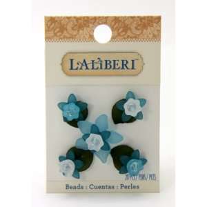  Laliberi Beads, Tulips Small Flowers Leaves, Teal Assorted 
