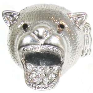   Mouth with Rhinestones, Stretch Band In Crystal with Silver Finish