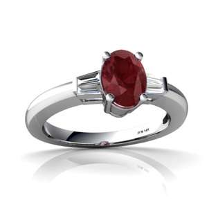 Jewels For Me Ruby Engagement Ring 14K White Gold Genuine Oval