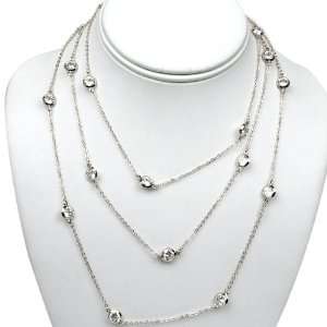  52 Silver Color Cubic Zirconia CZ By The Yard Necklace 