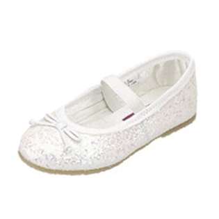   Link Little Girls White Iridescent Glitter Dress Shoes 3 at 