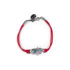 VistaBella Silver Tone Charm Red Band Turquoise Hamsa Bracelet