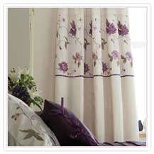 Cream & Purple Floral Duvet or Curtains or Bedspread  