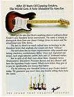Fender Standard Series Electric Guitar Vintage Print Ad 1983 