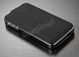 Black Deluxe Snake Flip Leather Chrome Case Cover Skin for Apple 