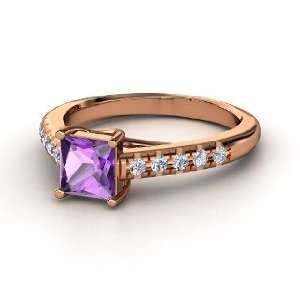  Avenue Ring, Princess Amethyst 14K Rose Gold Ring with 