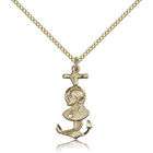 EE Gold Filled Jesus Christ Anchor Sailor Pendant Necklace