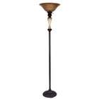 Cal Lighting Torchiere Floor Lamp in Antique Walnut and Ivory