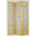 Asia Direct Natural finsh 3 panel room divider screen with floral 
