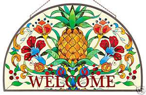 TROPICAL PINEAPPLE * WELCOME FLORAL 21 ARCH SUNCATCHER  