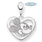   Mouse Jewelry   Sterling Silver EZ attach Mickey Mouse Heart Charm