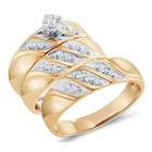   Diamond Engagement Rings Set Wedding Bands Yellow Gold Men Lady .42ct