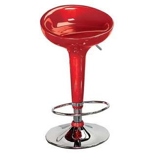 Red Retro Chrome Bar Stools from  