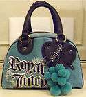 JUICY COUTURE Blue Bowler Bag Purse, Pompom, “Royal