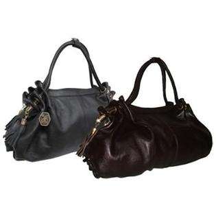 American Procurement Musette Leather Handbag   Black 