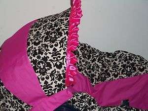 Damask Pink Infant Baby Car Seat Cover Graco or Evenflo slip cover 