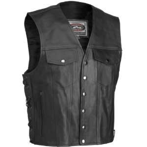  River Road Frontier Leather Motorcycle Vest Black XL 