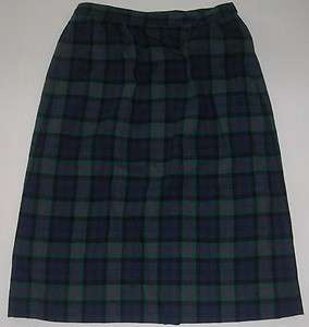   Petite vintage tartan plaid skirt navy blue green womens petite sz 12