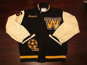 VTG DeLong Leather Wool Varsity Letterman Soccer Wolf Jacket Coat 